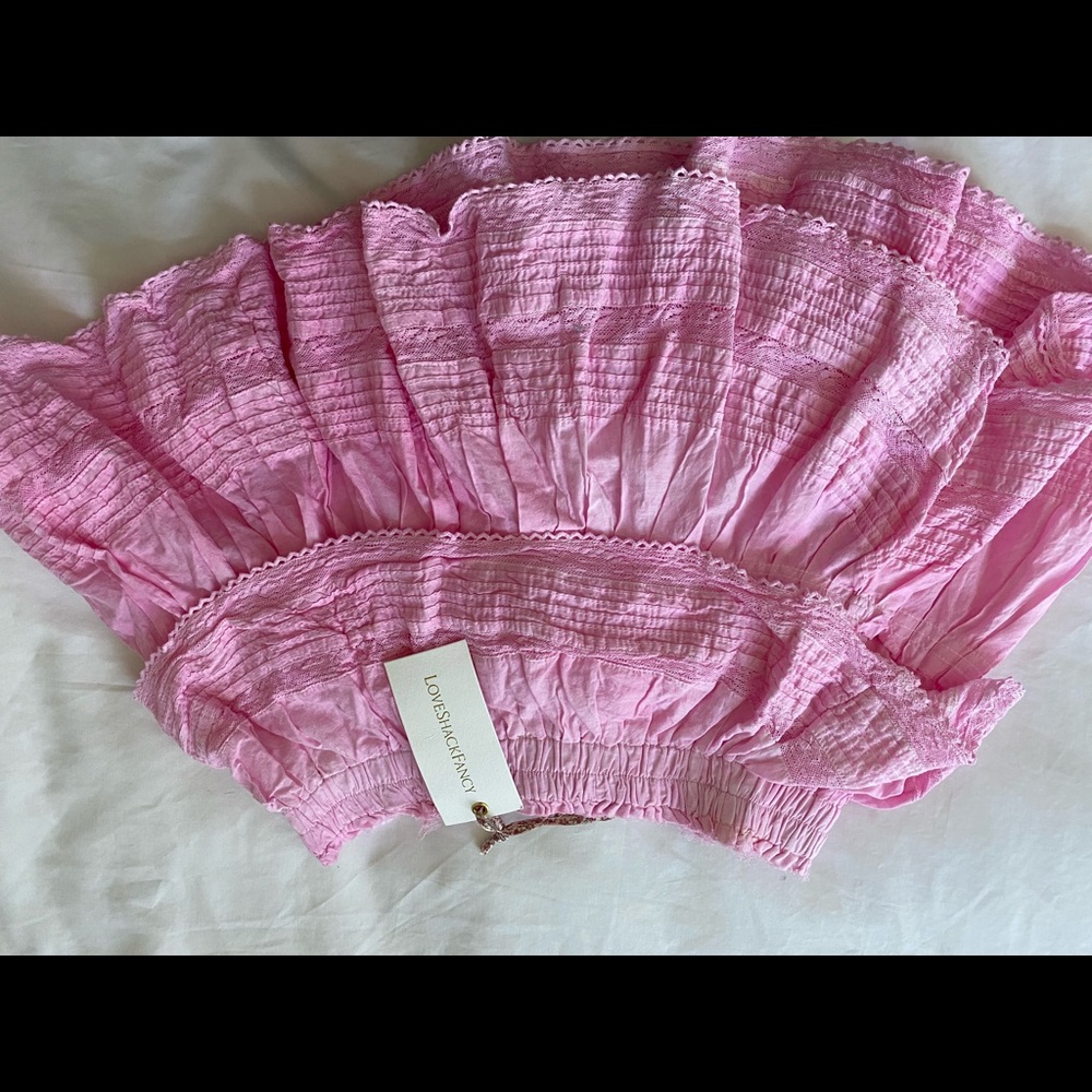 new love shack fancy pink skirt with tags